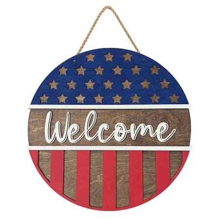 4. heinäkuuta isänmaallinen tervetulotoivotus puinen ripustettava kyltti etuovelle itsenäisyyspäivän oviripustin kodin kuistille juhliin maalaistaloon