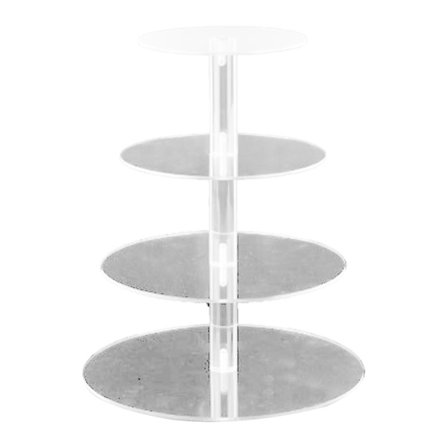 Kakefat i flere etasjer med runde nivåer i gjennomsiktig akryl med høy stabilitet, kakefat for servering på fest, 4 etasjer