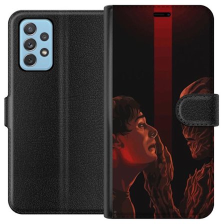 Kompatibelt Plånboksfodral till Samsung Samsung Galaxy A52 5G Mörk fantasyillustration som visar mötet mellan människa och monster med stark drama