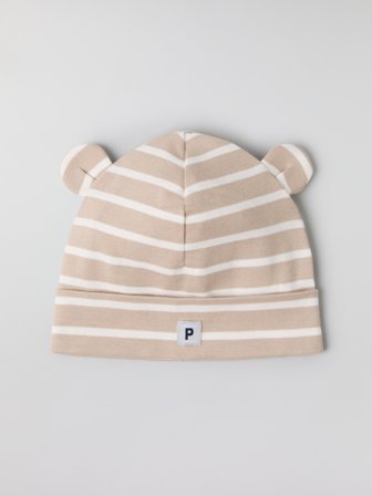 Polarn O. Pyret - Striped hat with ears - 44|46 - Childrenswear - beige