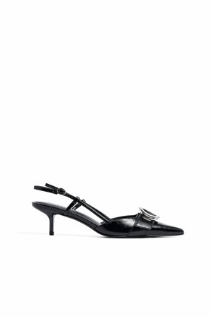 NA-KD - Slingback-pumps med rund spenne - Sko Nyttårsaften - Svart - EU 36