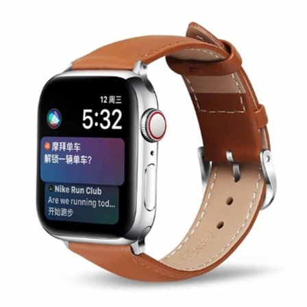 Apple Watch 42/44/45/49 1-8/SE/Ultra Brunt Läderarmband Skinn