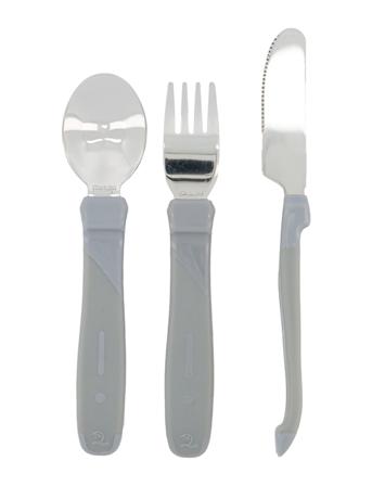 Twistshake Twistshake Learn Cutlery Stainless Steel 12+M Pastel Grey Grå