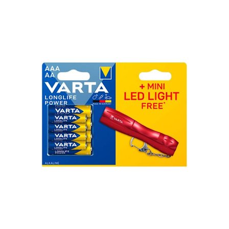 Alkaliska batterier Lång livslängd 4 X Aa + 4 X Aaa + Mini LED ficklampa som gåva