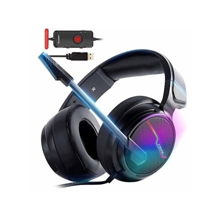 V20 USB PS4-headset för värdanslutning, PC-gamingheadset med 7.1 surroundljud, 1,95 meter kabel och YEMAESRE