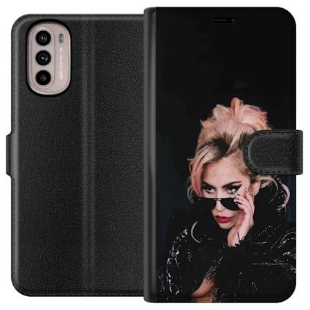 Kompatibelt Lommeboketui til Motorola Moto G41 Lady Gaga portrett med solbriller og dramatisk sminke i mørk glamorøs stil
