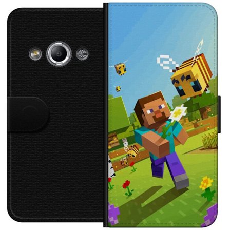 Kompatibel Tegnebogsetui til Samsung Galaxy Xcover 3 Minecraft Steve med skraldespand i farverig blokverden legende spilillustration fra Minecraft uni