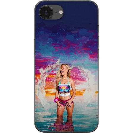 Kompatibel Mobilcover til Apple iPhone 16e Blond kvinde i farverigt strandtøj, der leger i havet ved solnedgang