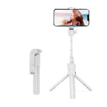 Mini Multifunktionel Mobiltelefon Selfie Stick, Håndholdt Gulvstand Bærbar Selfie Stick, Udtrækkelig Selfie Stick, 1 Meter Hvid, Uden Lys