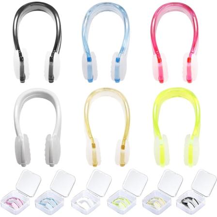 6 stk svømmenese klips, silikon nese klips gjenbrukbar vanntett nese beskytter med oppbevaringsboks for svømming voksne barn unisex