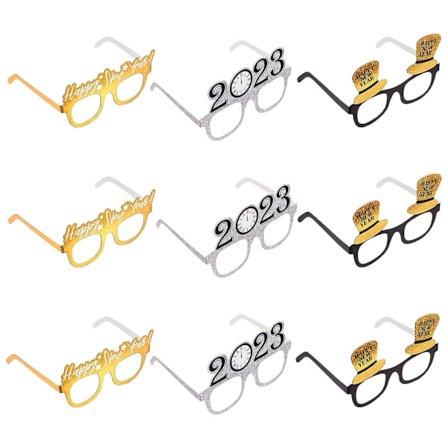 Glade nyttår briller Fancy nyttår fest briller feiring fest favoriserer for 2023 nyttårsaften fest dekorasjoner, pakke med 9