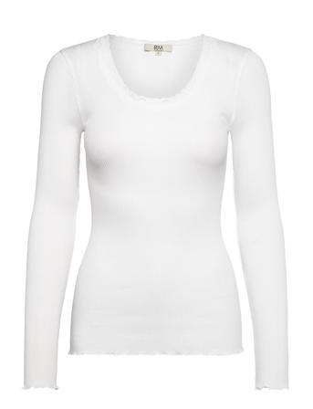 Rmwbalta Modal Ls Lace Blouse White RM By Rosemunde