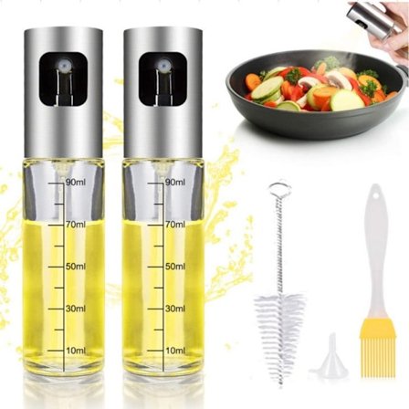 Olivenolie Sprøjte, 2 Pak 100ml Oliespray til Madlavning, Sprayflaske Olivenolie Sprøjte Mister til Madlavning, BBQ, Salat, Bagning, Stegning, 
