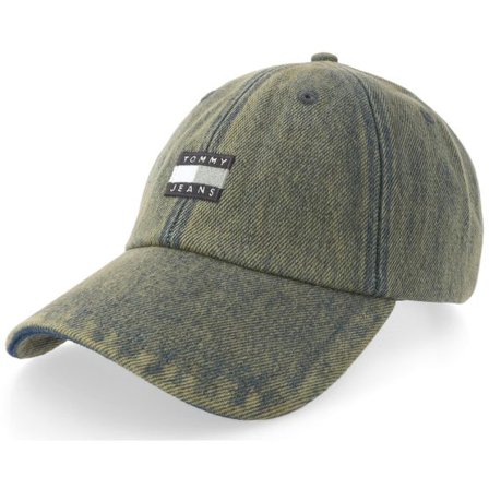 Tommy Hilfiger - Grön unconstructed Keps - Tjm Heritage Over Dyed Denim Cap Dark Greenery Dad Cap @ Hatstore