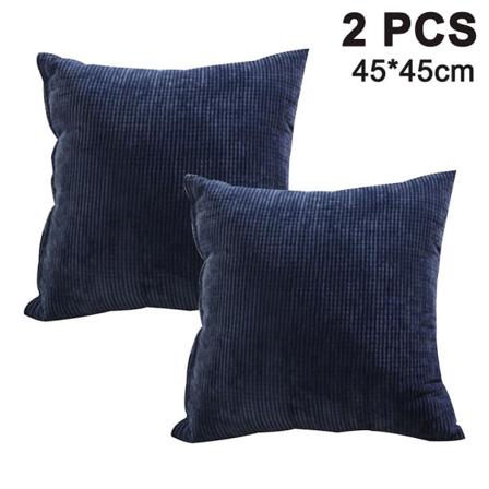 2-pack, Mjuk Dekorativ Kvadratisk Kuddfodral i Corduroy, Kuddfodral, Kuddeöverdrag, Heminredning för Soffa, Säng, Stol 45x45cm Denim Blue