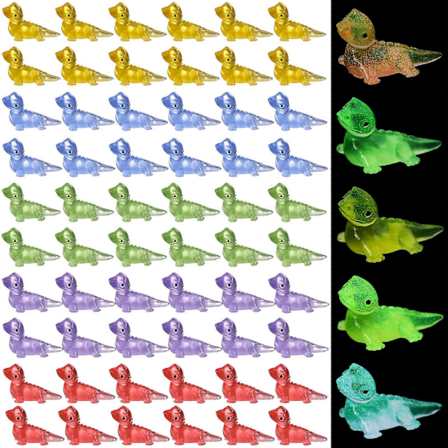 100 stk. Mini Resin Firben Figurer Selvlysende Resin Figurer Søde Resin Firben Dekorationer Små Resin Dyr