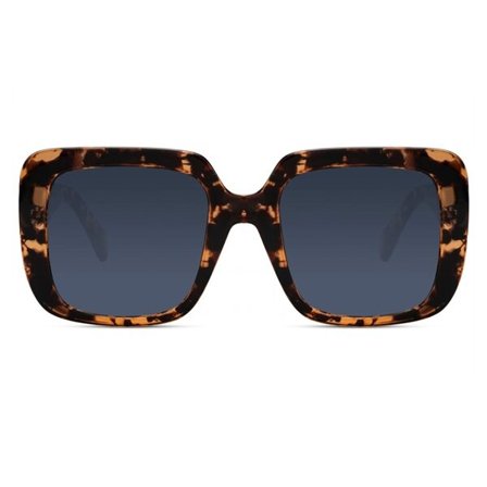 Store firkantede briller med sort glas