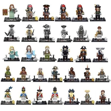 32 Pcs Of The Caribbean Full Set Of Building Blocks Minifigure Captain Jack Salazar Mermaid Doll Toys