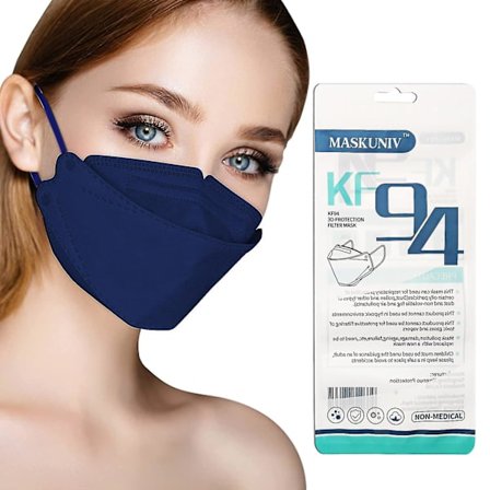 50 stk. engangsansigtsmasker Kf94 masker Anti-støv ansigtsmasker Voksne farverige Kf94 beskyttelsesmasker(Mørkeblå)