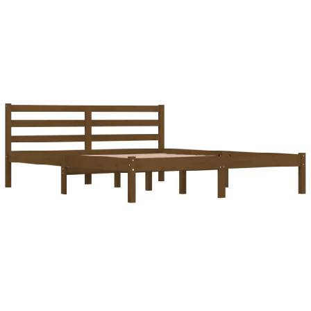 Vidaxl Sängram Massiv Furu 150x200 Cm Honungsbrun 5ft Brun