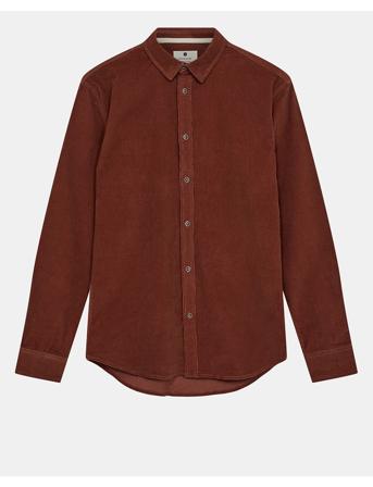 Akleif Solid Cord Shirt Burgundy Anerkjendt