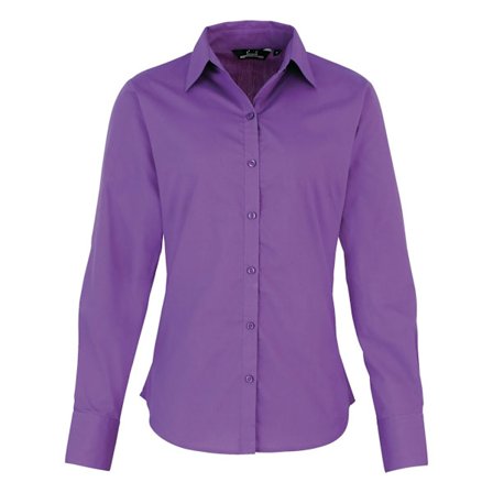 Premier Dam/Dam Poplin Långärmad Blus 16 Rich Violet