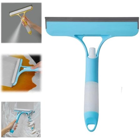 Rengøringsbørste, vinduesbørste, flisebørste, 3-i-1 vinduesrensningsværktøj til biler, indendørs og udendørs, høje vinduer, til bil, hjem, køkken, blå