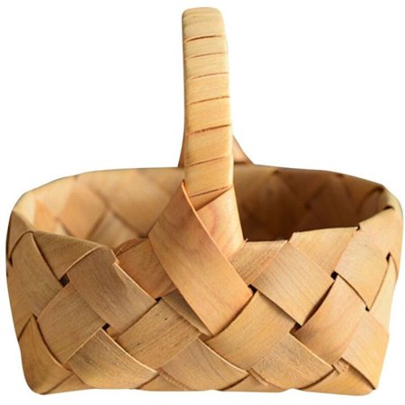 Håndvævet frugtkurv i træ, opbevaringskurv i flettet træ, japansk madbakke med bærbar dekoration, S