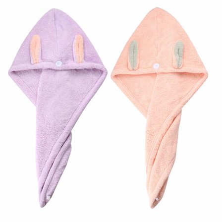2 stk. Håndklæde til Hår, Mikrofiber Håndklæder til Hår, Pink & Lilla