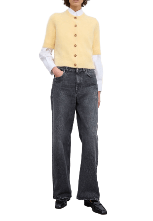 Dagmar BRUSHED CARDIGAN TOP Stickat Dam Gul XS