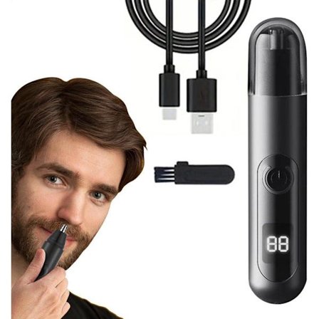 Næsehårstrimmer & Ørehårstrimmer til Mænd & Kvinder – USB Genopladelig med LED og Dobbelt Klinge