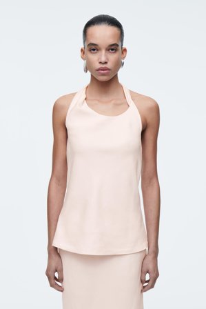 COS Frauen Oberteil Aus Leinen Mit Twist Detail in Orange