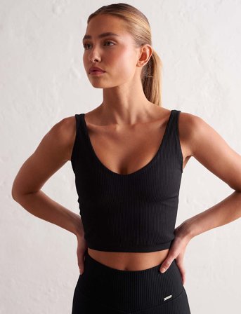 aim ́n Ribbed Seamless Bralette - Black - XL