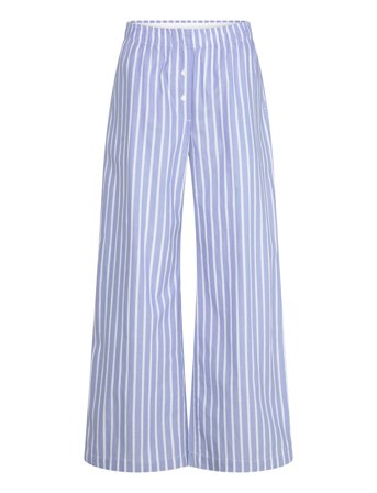Monki Wide-Leg Cotton Twill Trousers - Blue - XL