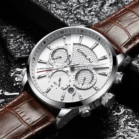CRRJU Herrklockor Mode Läder Quartz Klocka Lyxiga Herrar Affärsklocka Sport Vattentät Datum Chronograph