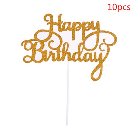 10 ST Glitterpapper Grattis på födelsedagen Cake Topper Cupcake Dessert