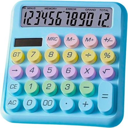 Bordregner Sød Candy Farve - 12 Cifret Standard Basisregner, Som Gave til Kolleger, Børn, Klassekammerater