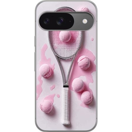 Kompatibel Mobilcover til Google Google Pixel 9 Rosa glaskugler og tennisketsjer i et kreativt stillbillede med legende popfølelse og moderne design,