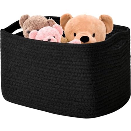 Stor Oppbevaringskurv for Tepper 53 x 43 x 30 cm - Rektangulær Flettet Kurv for Barnerom og Stue