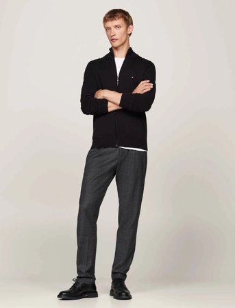 Tommy Hilfiger Essential Cotton Zip Thru - Black - M