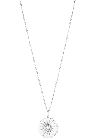 Georg Jensen DAISY PENDANT RH SILVER MED VIT EMALJ 18MM ÄRTKEDJA 45CM - KAN KORTAS TILL 42CM Smycken & klockor Dam ONESIZE