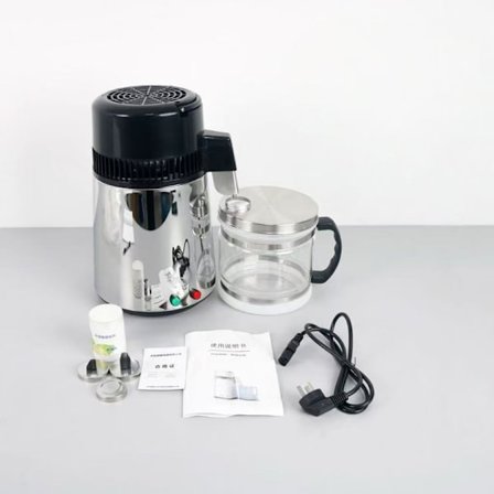 Vattendestillator 4L Vattendestillator Kompatibel med Rent Vatten Vattenrenare 1L/h Inomhus Rostfritt Stål Livsmedelskvalitet