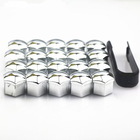 Hjulmutterkåpa / Hjulbultskåpa 20-pack med monteringsverktyg Silver