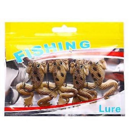 4 stk./pakke Kunstige Frøer Lokkemad Store Fødder Swimbaits Lokkemad Sæt Bløde Fiskelokkemad Dobbelte Propeller Fiskelokkemad Kaffefarve