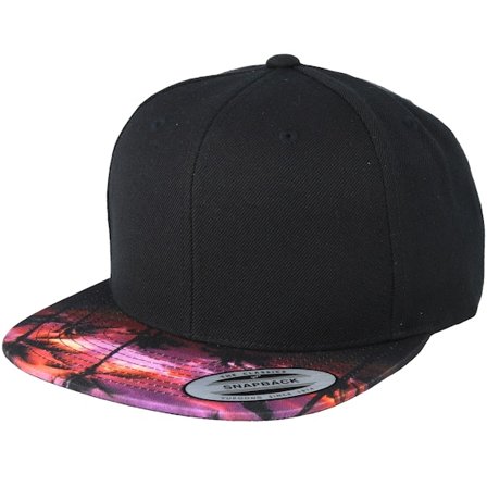 Yupoong - Svart snapback Caps - Sunset Peak Visor Black Snapback @ Hatstore