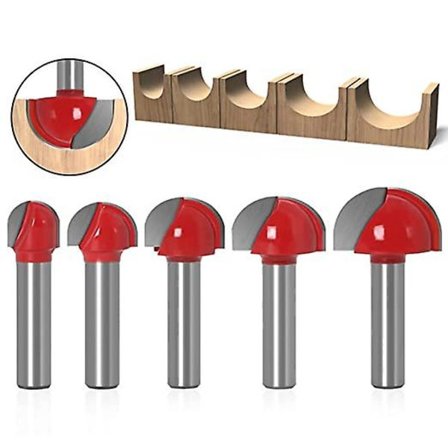 5 stk 8mm treskjærende fres med rund bunn, fresestål, gravering