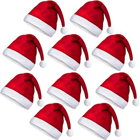 10PCS Santa Hats Julhatt för vuxna, Julfest hattar Maskeraddräkt Julhattar eller jultomtedräkt - Jultomten Kul Julhattar för Xmas Office Party Bulk