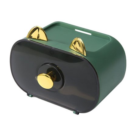 Seinään Asennettava Vedenpitävä WC-paperiteline Fortune Cat -kudoslaatikko keittiöön, kylpyhuoneeseen, toimistoon, vihreä