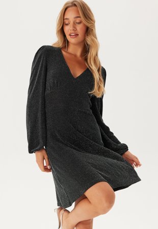 BUBBLEROOM-Sparkling Puff Sleeve Dress-L