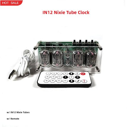 IN12 Nixie Tube Clock Retro Clock Digital Clock w/ IN12 Nixie Tubes & Remote